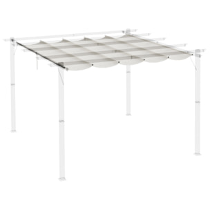 Cubierta de Pá©rgola Retrá¡ctil 2,5x2,55 m Toldo con 10 Orificios de Drenaje Crema