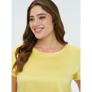 Fiorella Rubino - Camiseta bimaterial con cuello redondo - Amarillo
