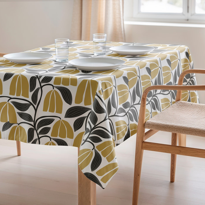 Nappe imprimée anti-tâches NEKANE MUSTARD