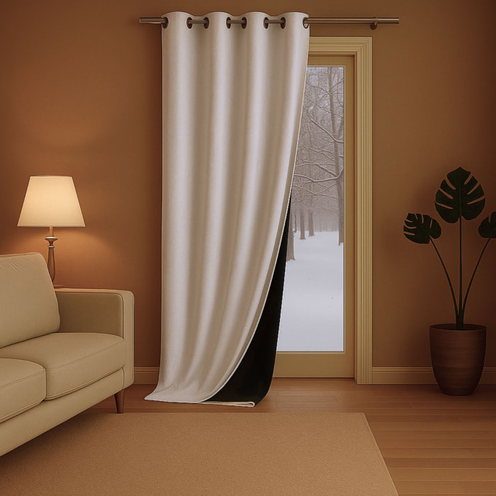 Rideau anti-froid doublé polaire - Blanc