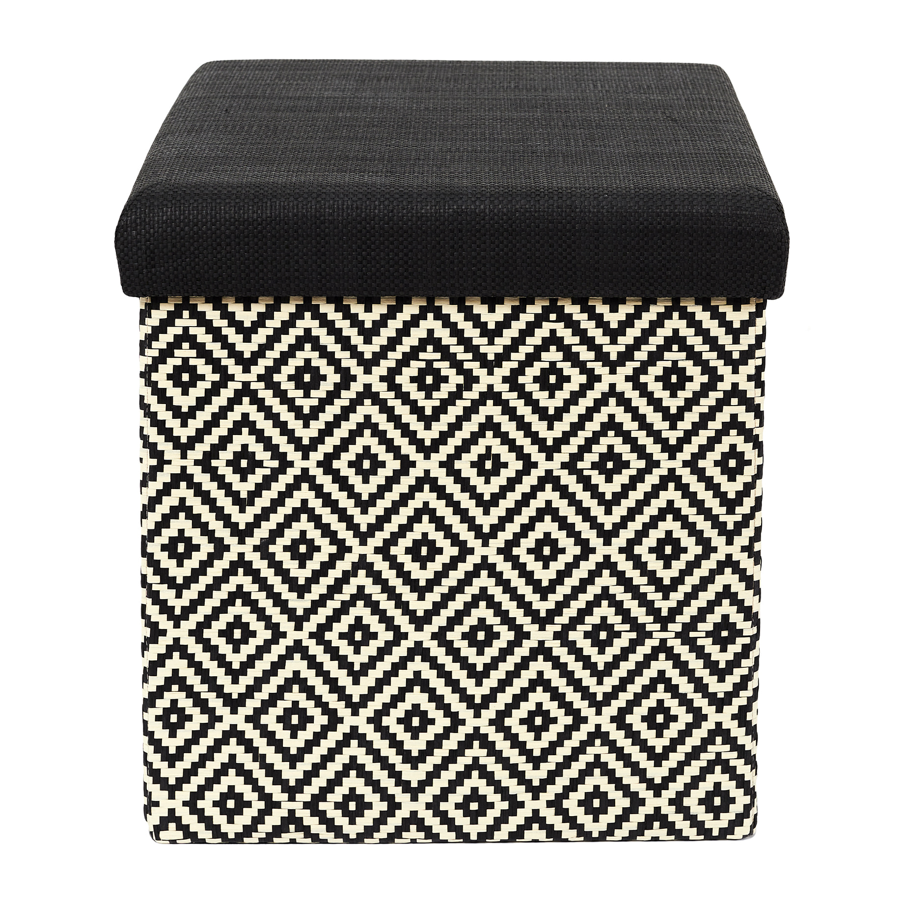 Coffre Pouf Pliable Tresse Noir