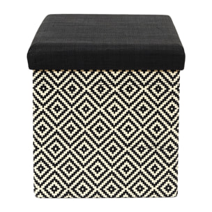 Coffre Pouf Pliable Tresse Noir