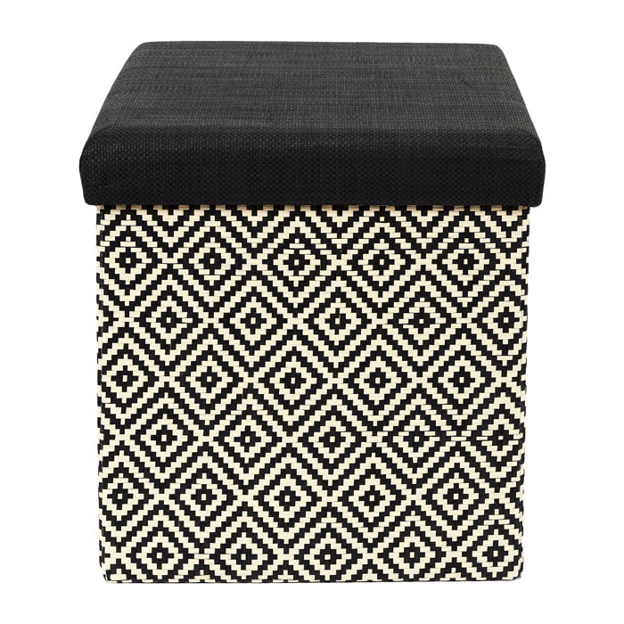 Coffre Pouf Pliable Tresse Noir