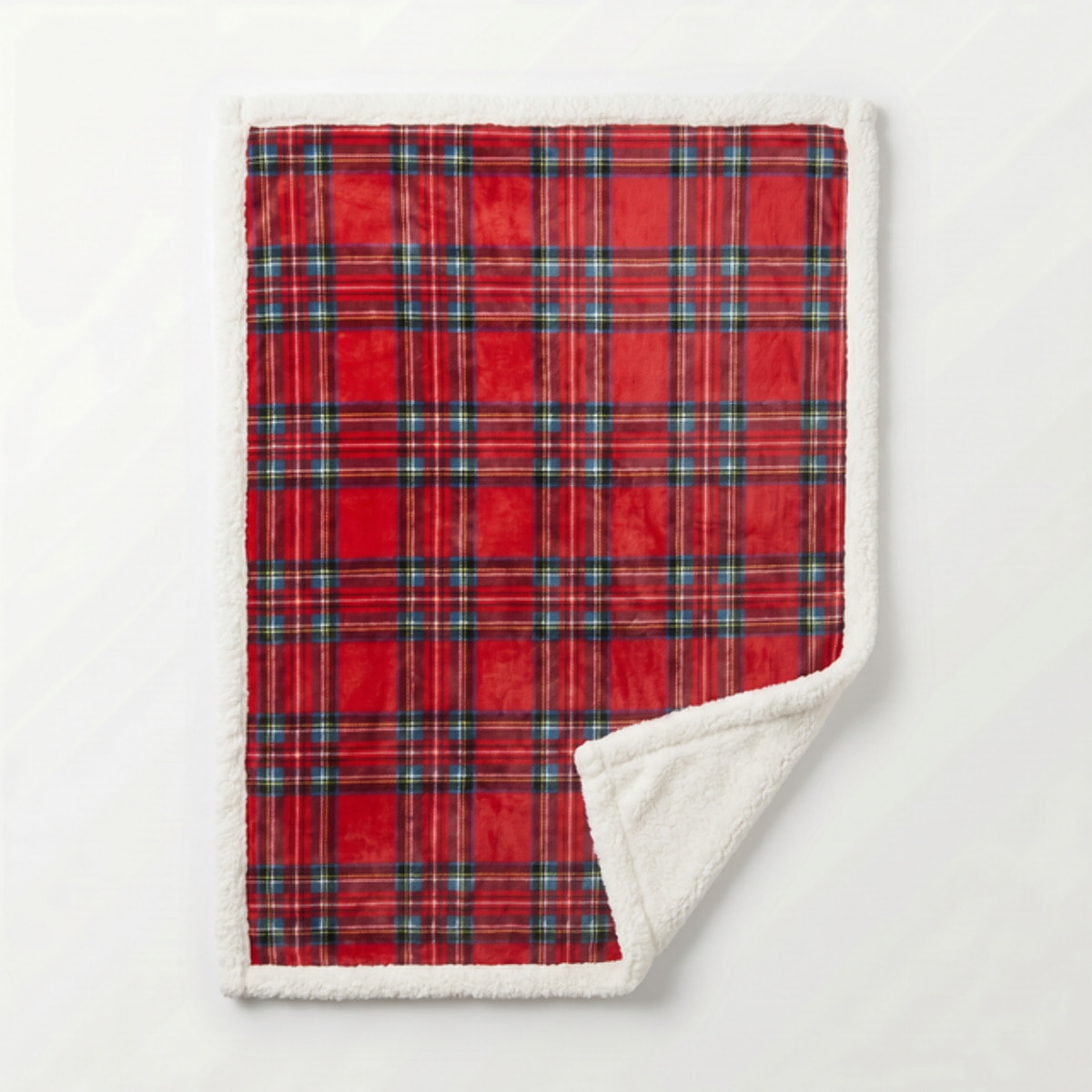 Coperta in Pile con Interno Sherpa Effetto Agnellino, Plaid Morbido e Caldo con Fantasia Tartan Scozzese, Ideale per Divano e Letto