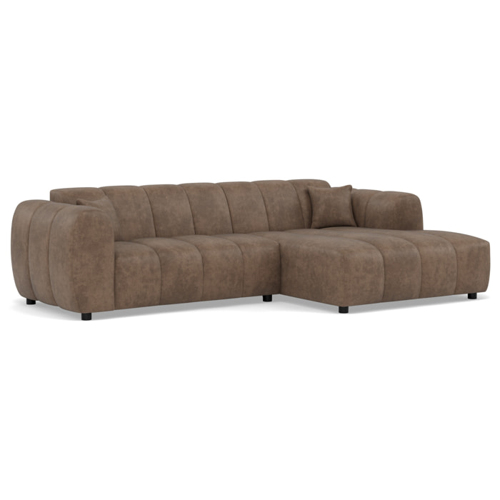Curtis - canapé d'angle droit 4 places en simili - Taupe