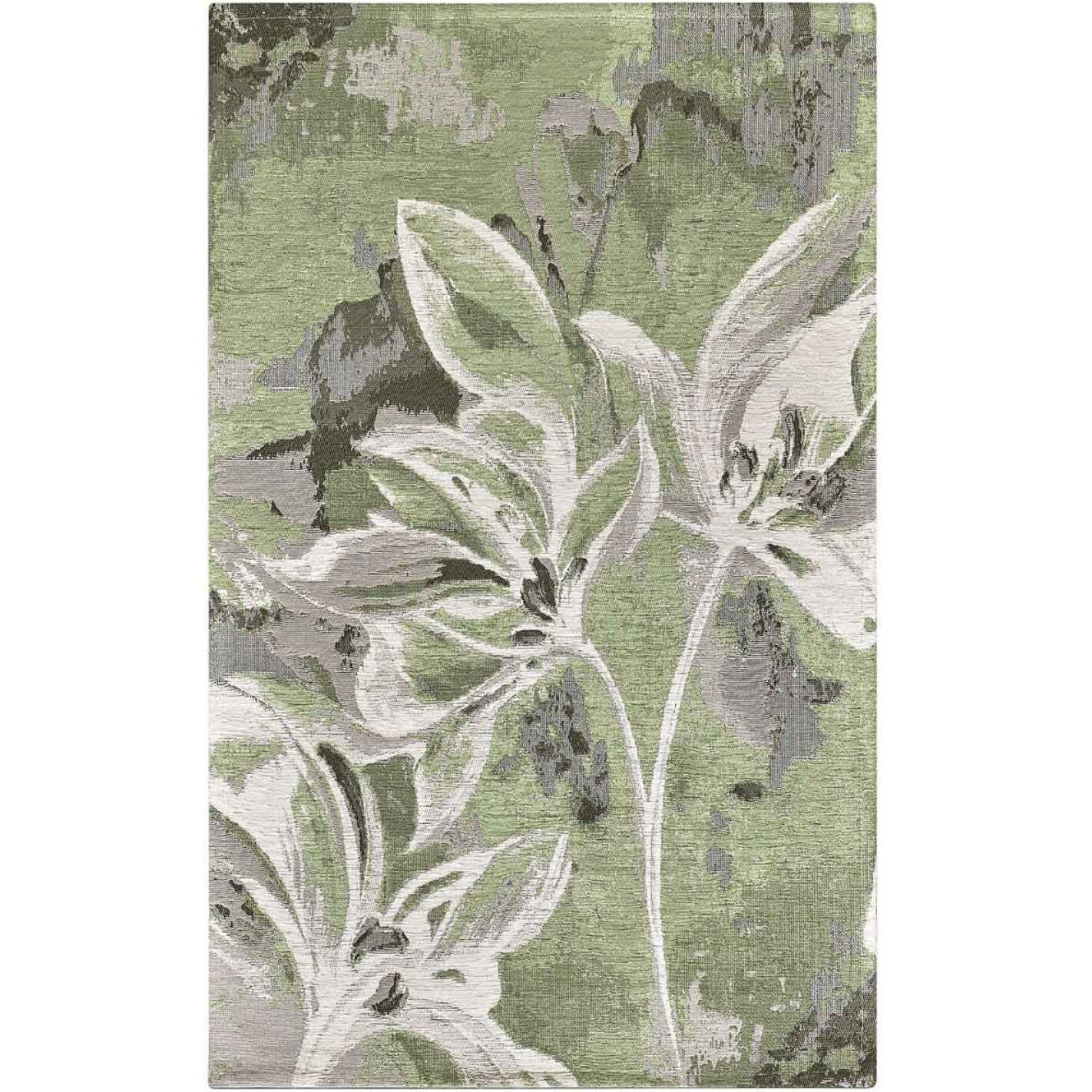 Tappeto Arredo Disegno Floreale Verde