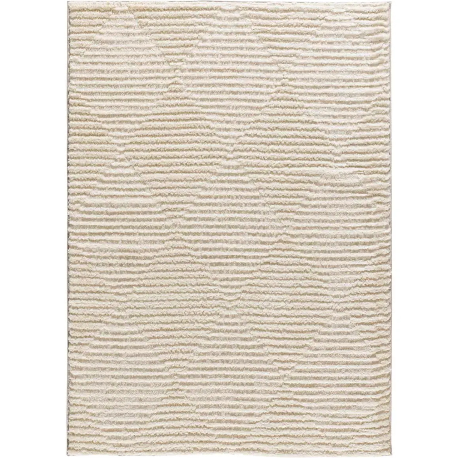LIMA Alfombra shaggy estilo escandinavo con relieve crema, varias medidas disponibles