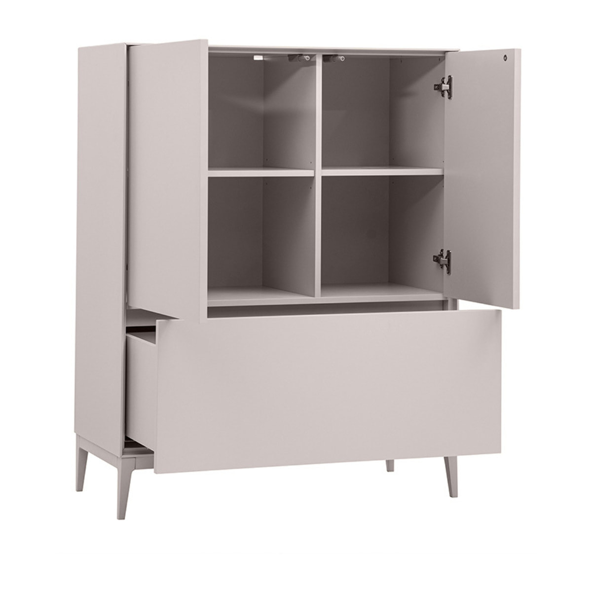 Buffet haut beige laqué mat 2 portes 1 tiroir L90 cm GRAY