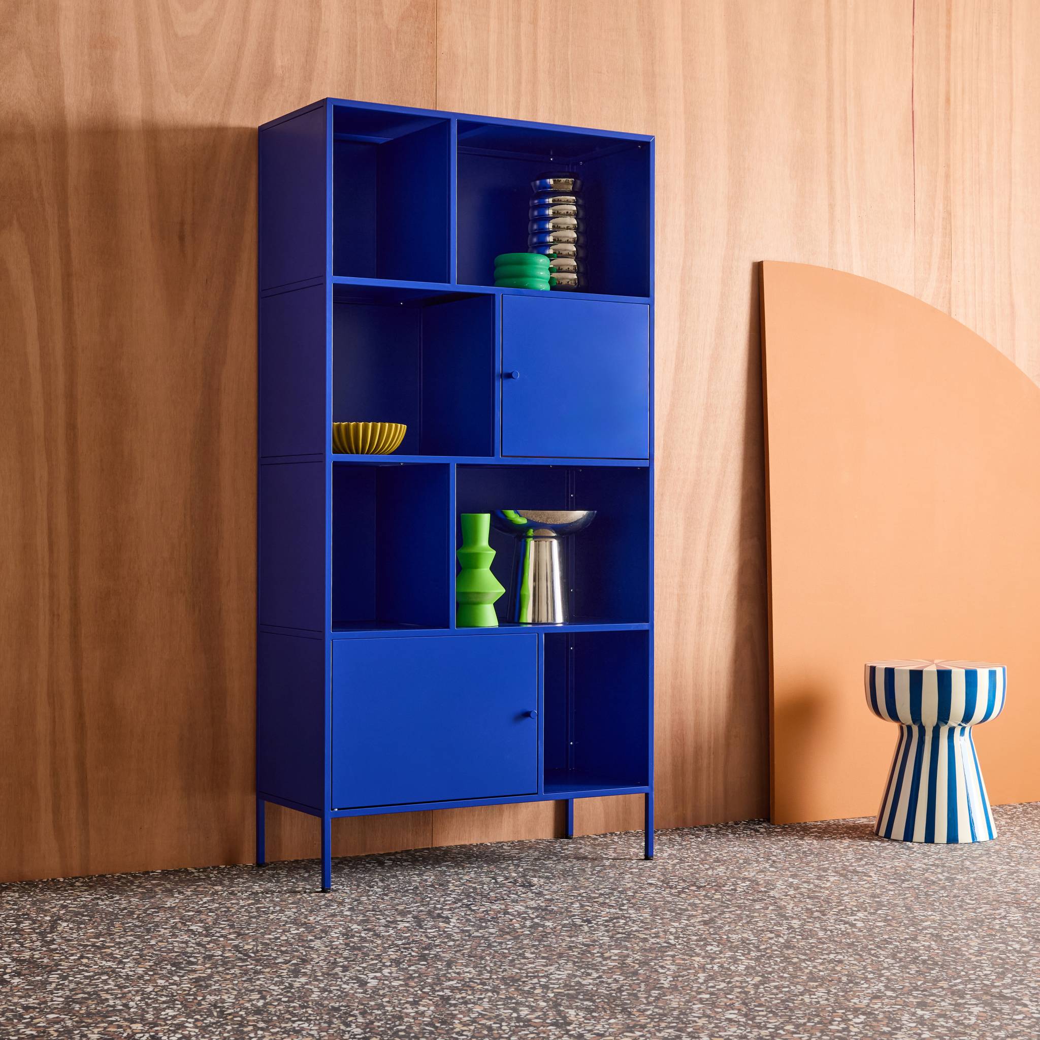 Buffet, meuble de rangement industriel métal 8 compartiments OKLAHOMA