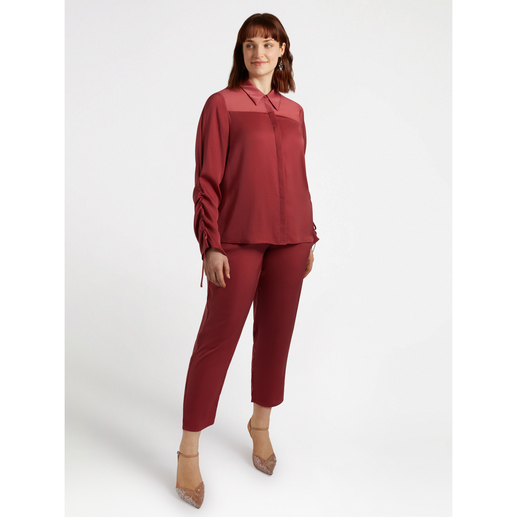 Fiorella Rubino - Camisa de raso - Burgundy