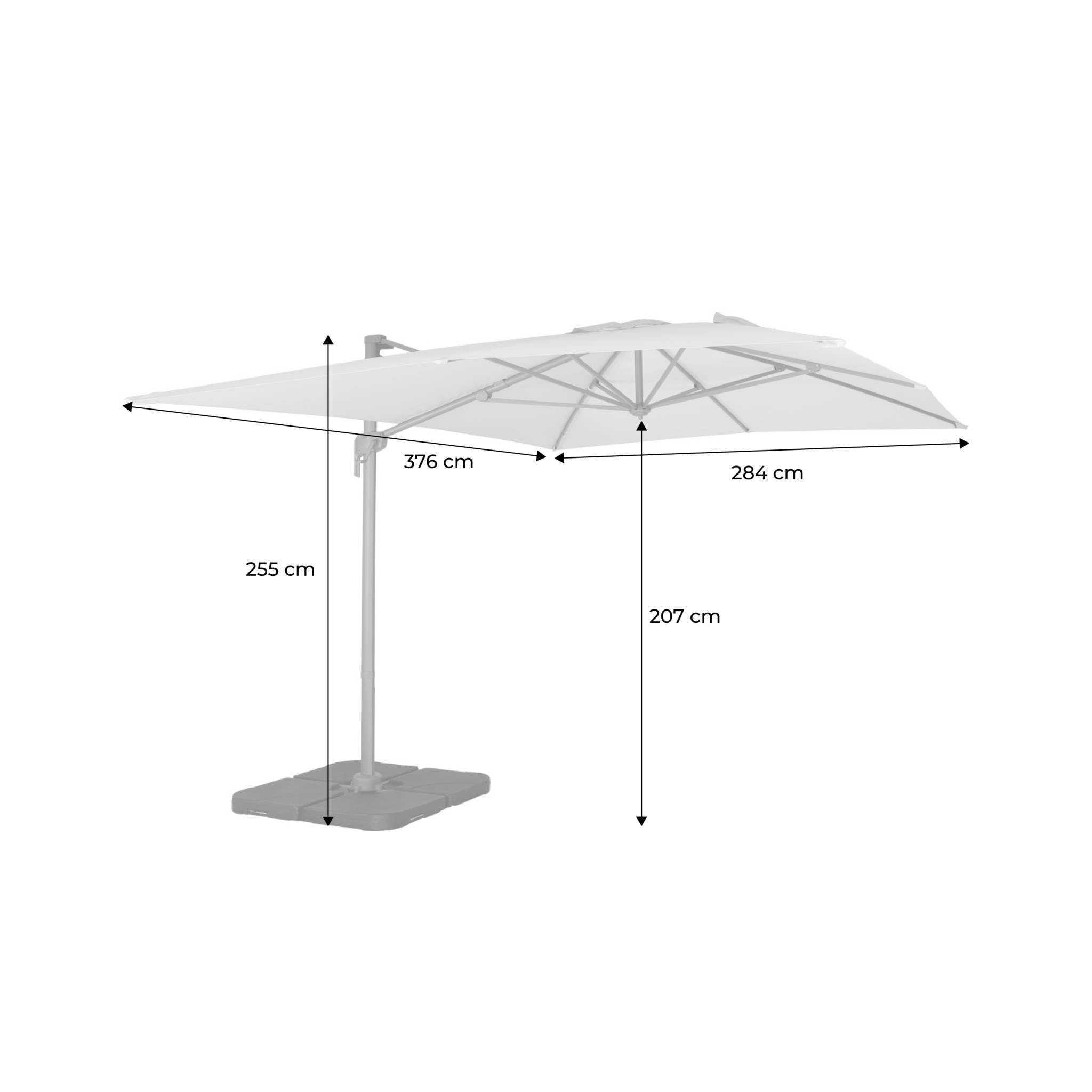 Parasol déporté rectangulaire 3x4m – Antibes – écru – parasol déporté. inclinable. rabattable et rotatif à 360°