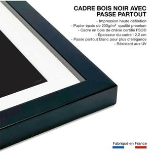 Affiche minimal hossegor Affiche sous cadre noir