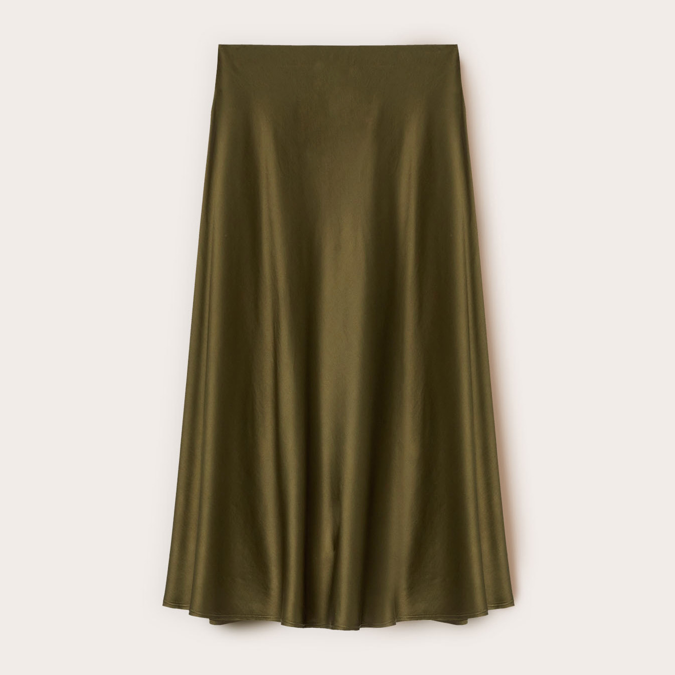 Motivi - Gonna midi linea ad A in raso - Verde militare