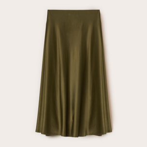 Motivi - Gonna midi linea ad A in raso - Verde militare