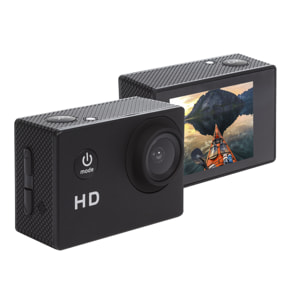 Fotocamera sportiva Komir HD1080P con 12 mpx, schermo da 2 pollici e accessori sportivi
