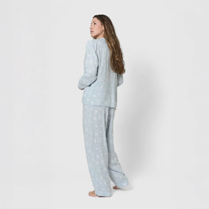 Pijama largo camisero viscosa calima verde agua