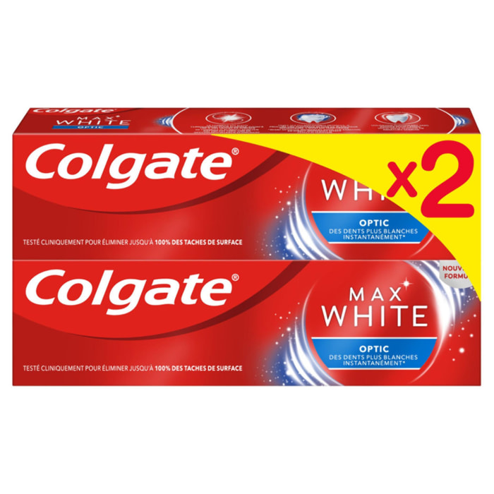 Pack de 24 - Colgate - Dentifrice blancheur Colgate Max White Optic - Lot de 2x75ml