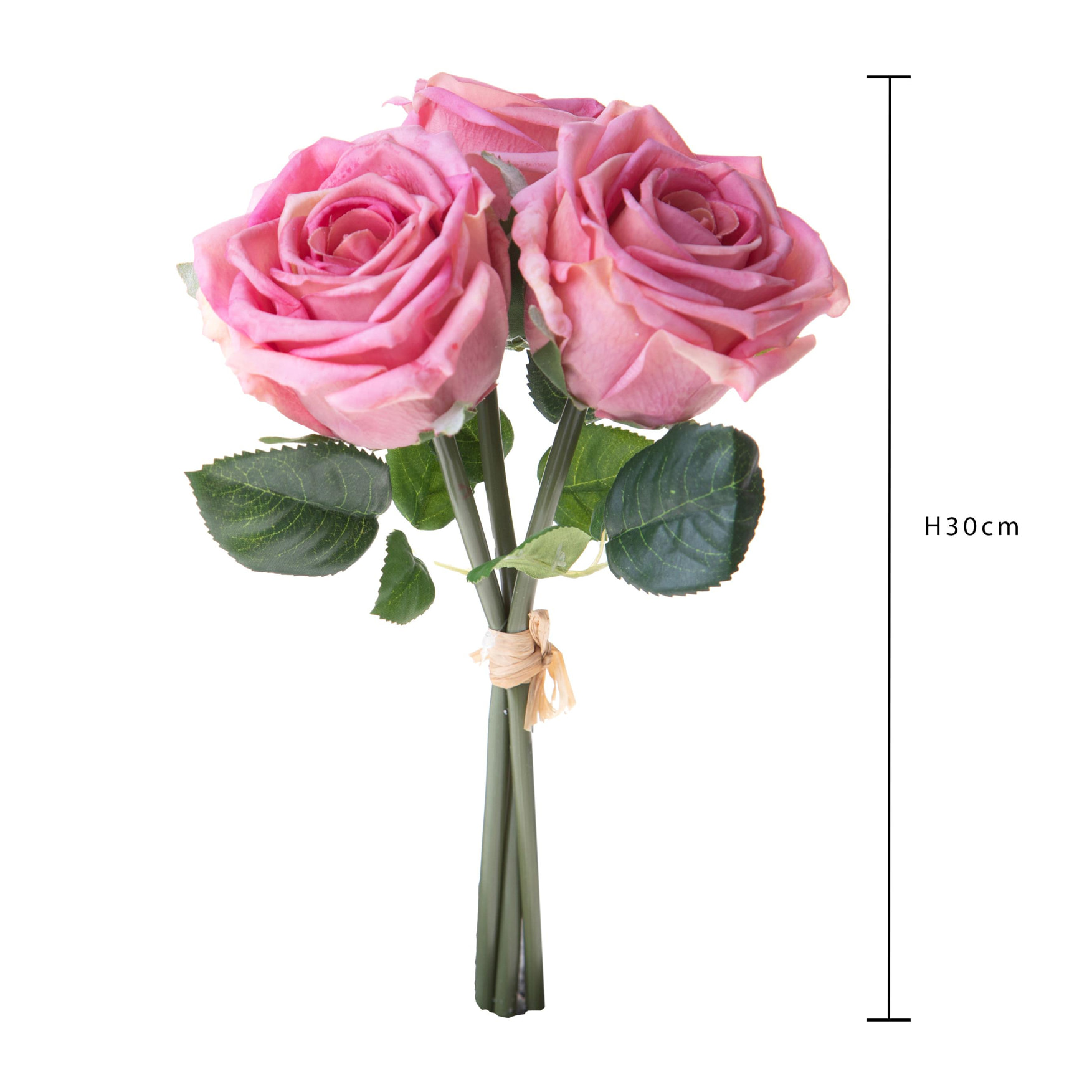 Bouquet Rose Per 3 Fiori 30 Cm Natale Touch - Pezzi 3 - 17X30X17cm - Colore: Rosa - Bianchi Dino - Fiori Artificiali