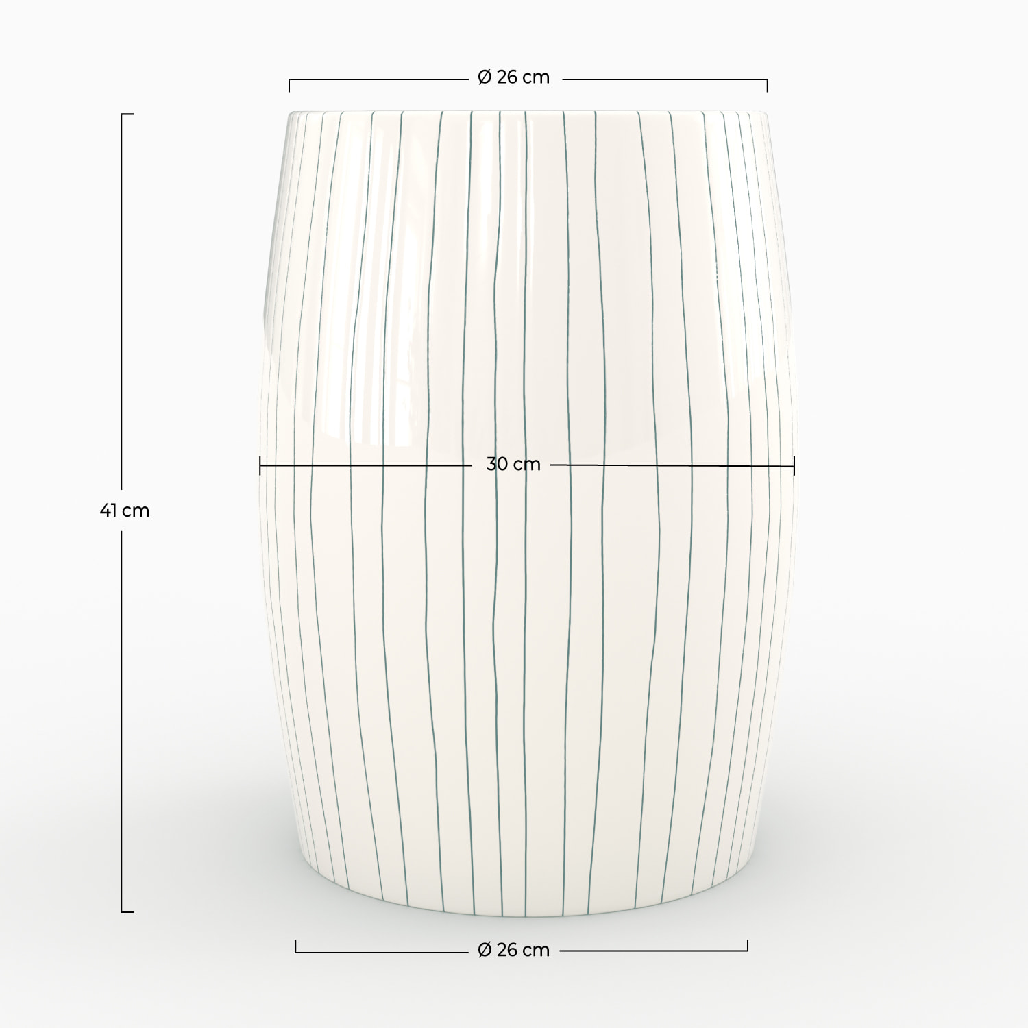 Table d'appoint ronde en métal blanc rayé D26 cm - Nello