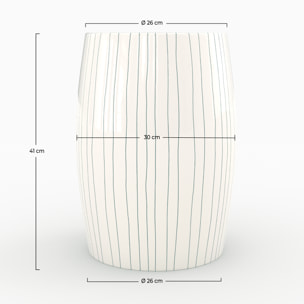 Table d'appoint ronde en métal blanc rayé D26 cm - Nello