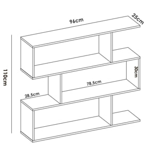 Libreria Misone, Scaffale da ufficio multiuso, Mobile biblioteca portalibri a 3 ripiani, 110x25h96 cm, Bianco