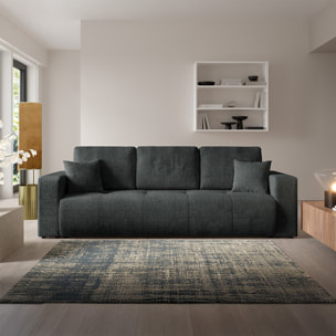 AURORE - Canapé 3 places en tissu texturé gris foncé