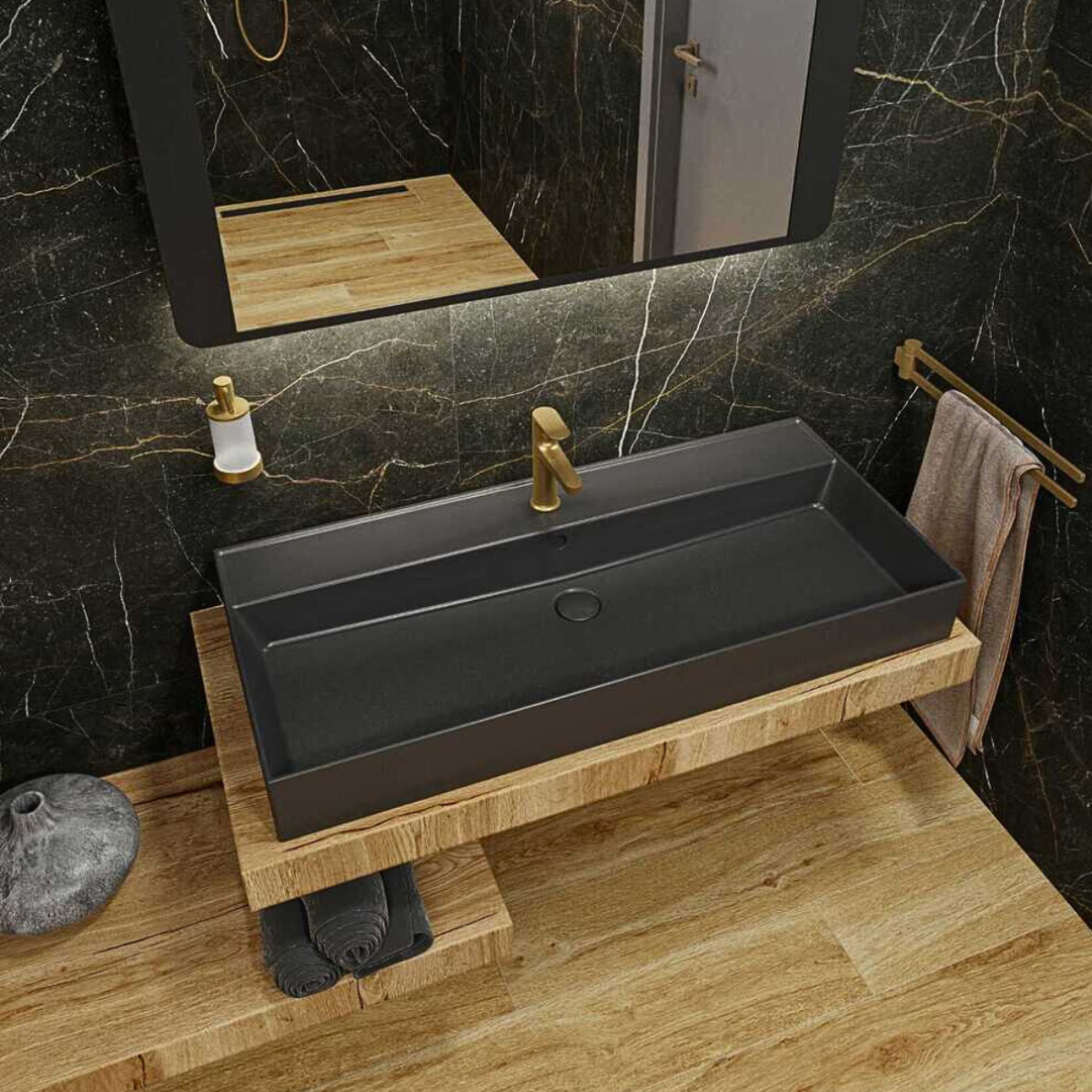 SAT DARK Mitigeur pour lavabo avec levier, or mat (SATBSDA271PBZ)