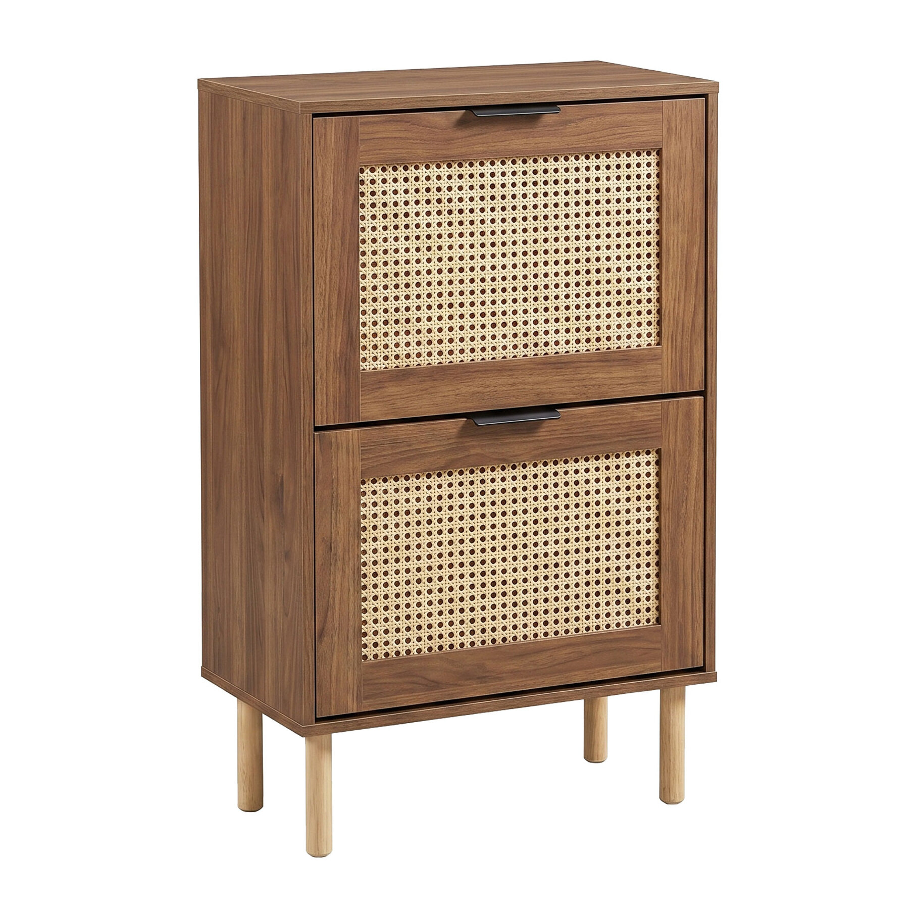 Yssor - Scarpiera 2 ripiani 55x89x25 cm 12 paia per ingresso camera letto in legno e rattan