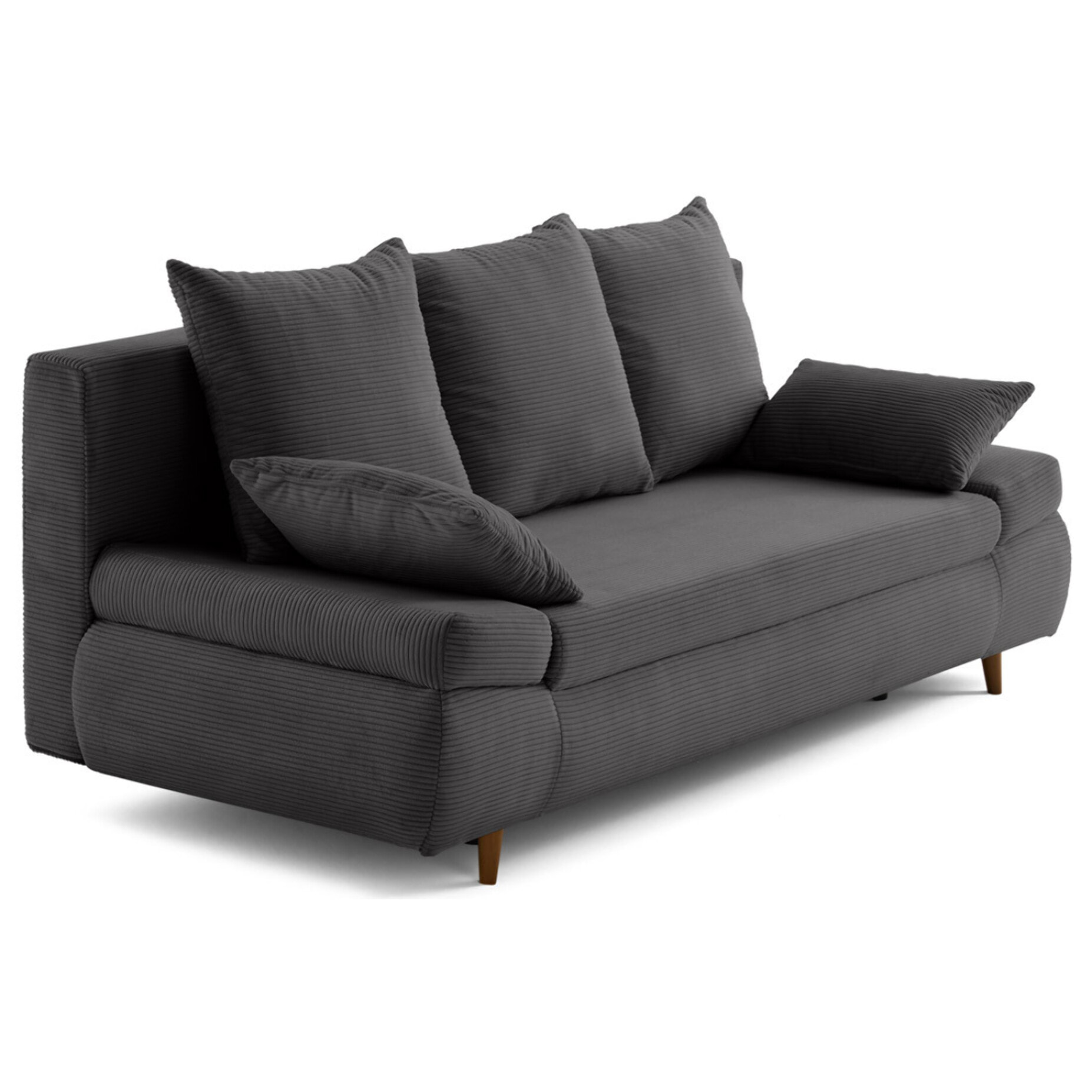 Larson - canapé droit 3 places convertible avec coffre en velours côtelé - Gris foncé