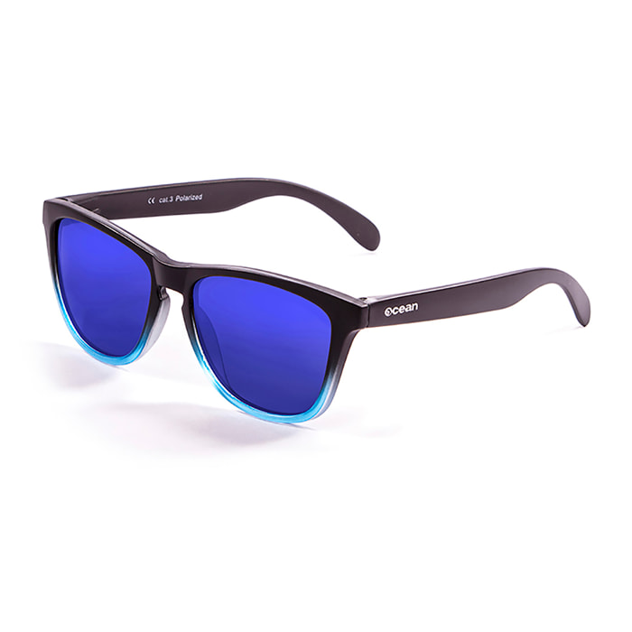 Gafas de sol OCEAN SEA - Negro mate arriba y azul transparente abajo con azul revo