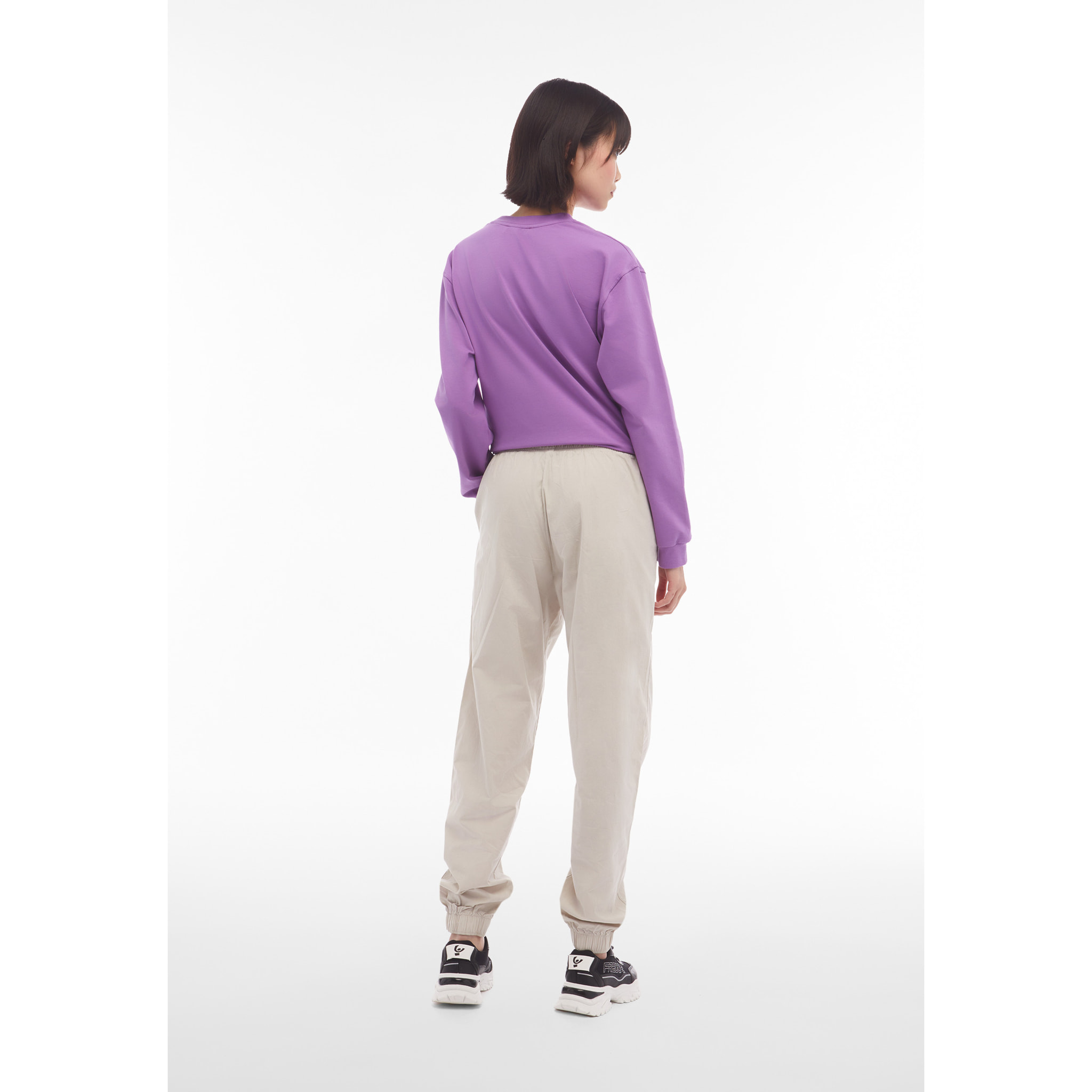 Pantaloni joggers donna in tessuto popeline tinto in capo