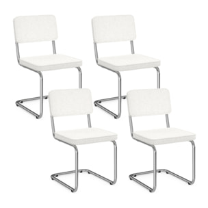 Chaises Naya en bouclette crème et pied métal - lot de 4