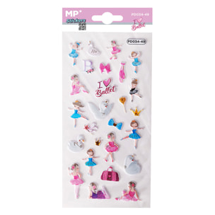 PACK 24 Uds. PEGATINAS STICKERS RELIEVE DISEÑO BALLET