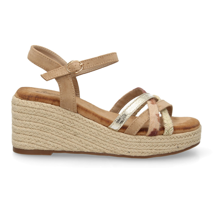 Sandalia de cuña para mujer, diseño de tiras cruzadas