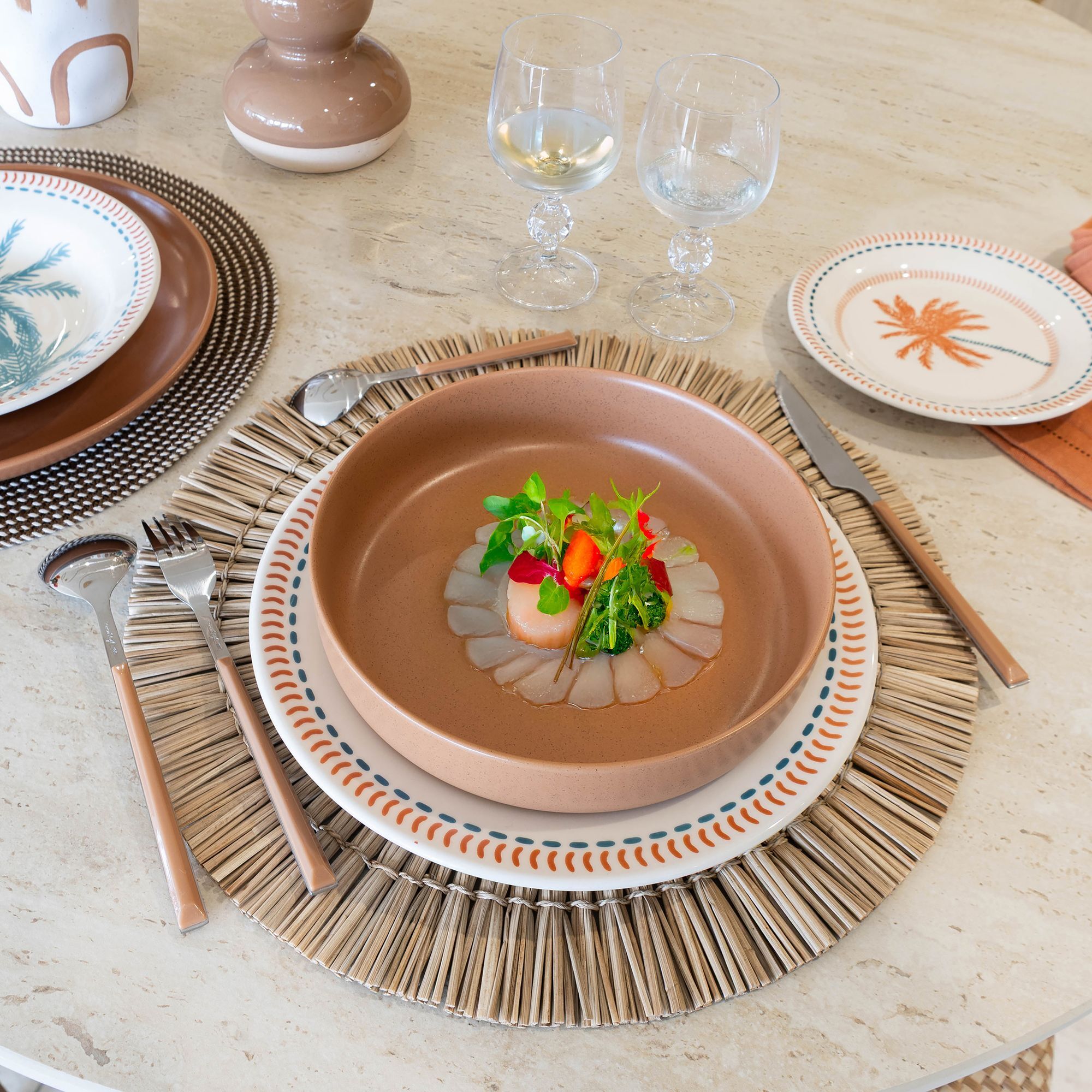 Lot de 6 assiettes creuses marron en grès 20,5cm ARITA