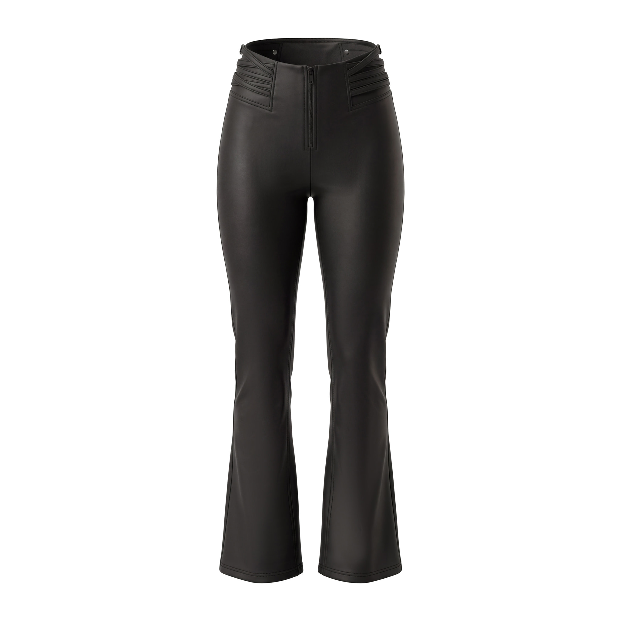 WR.UP mini flare similpelle vita alta con dettagli incrocio