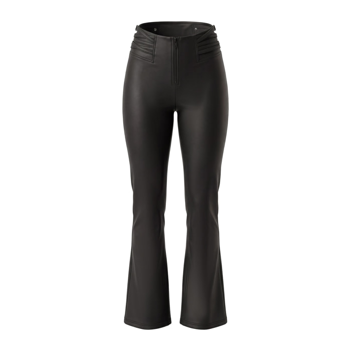 WR.UP mini flare similpelle vita alta con dettagli incrocio