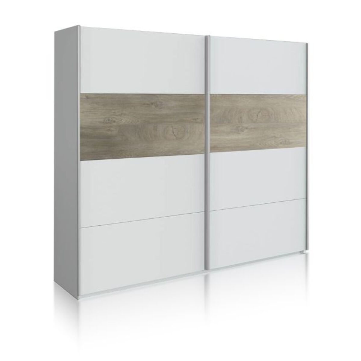 Armario Brike 180 2 puertas correderas Blanco Artik (Blanco Mate) – Roble Alaska