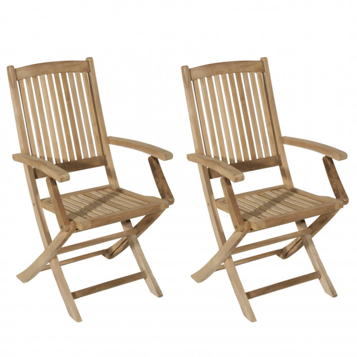 HARRIS - Ensemble de 2 fauteuils de jardin Lombock en bois Teck