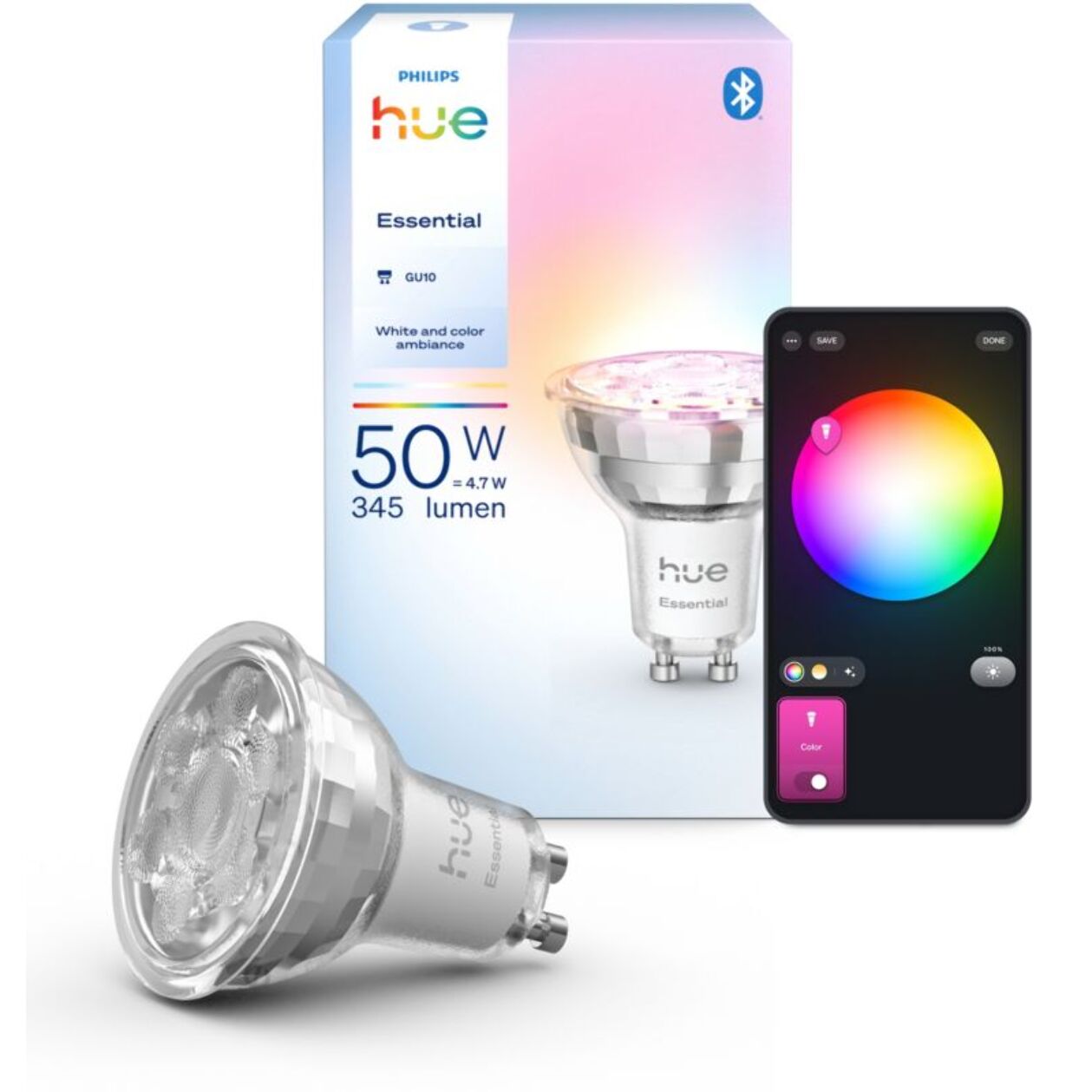 Ampoule LED connectée PHILIPS Hue Essential GU10 WCA  1P