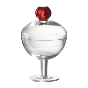 J-Line pot de conservation Diamond Cristal - verre - transparent/rouge - small