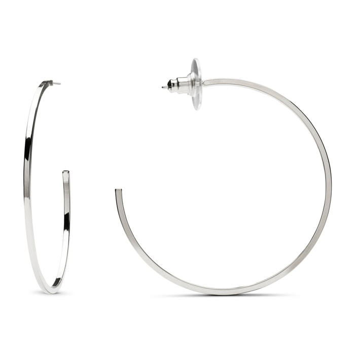 Pendientes de 48mm de diámetro acabados en rodio