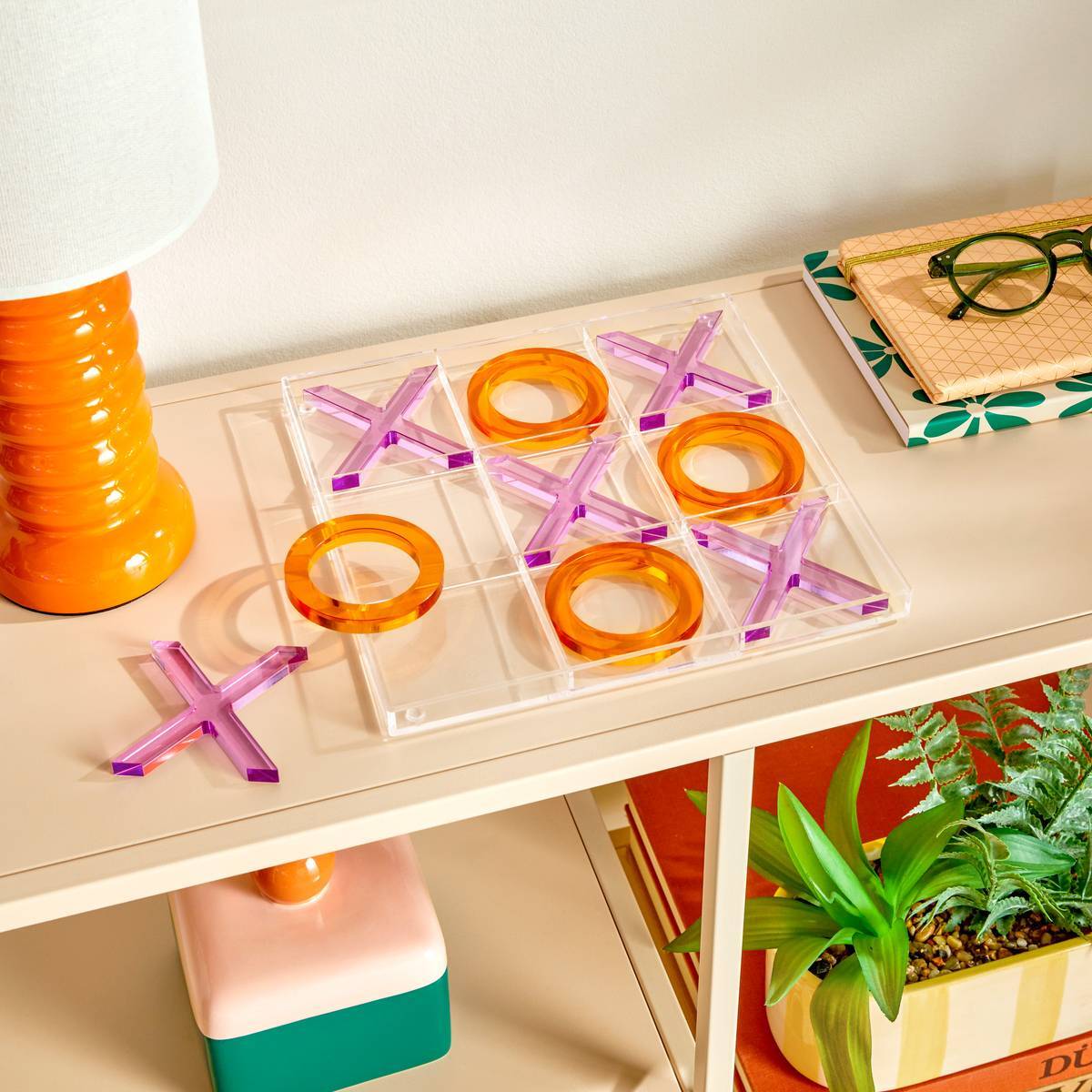 Jeu de morpion Pool 22,9x22,9x1,5 cm orange et violet