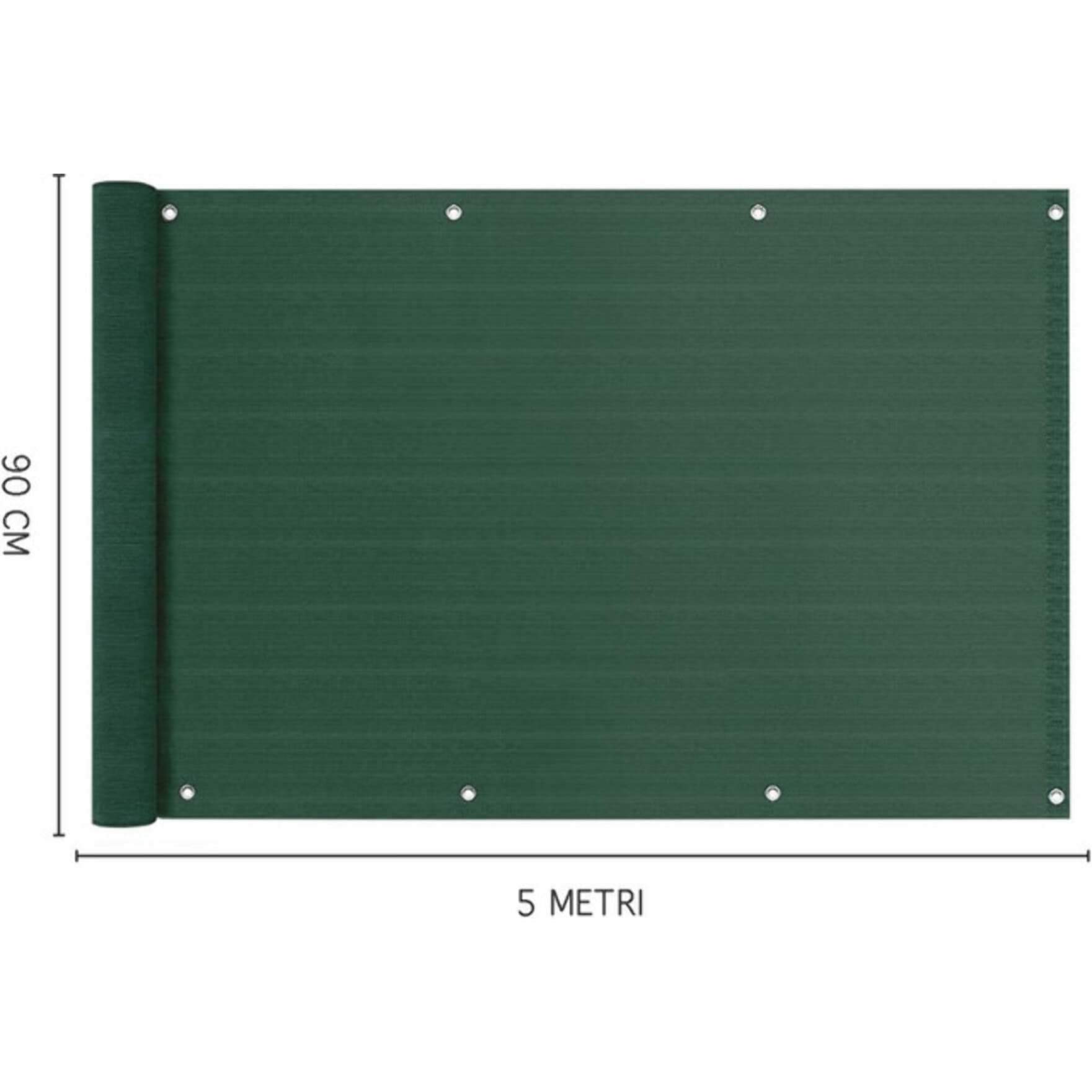 Telo copri balcone frangivento impermeabile 0,9x5 m in HDPE, schermatura privacy oltre 90%, protezione UV 95%, con occhielli e corda, resistente a vento e pioggia, ideale per ringhiera terrazza giardino, facile da installare e durevole