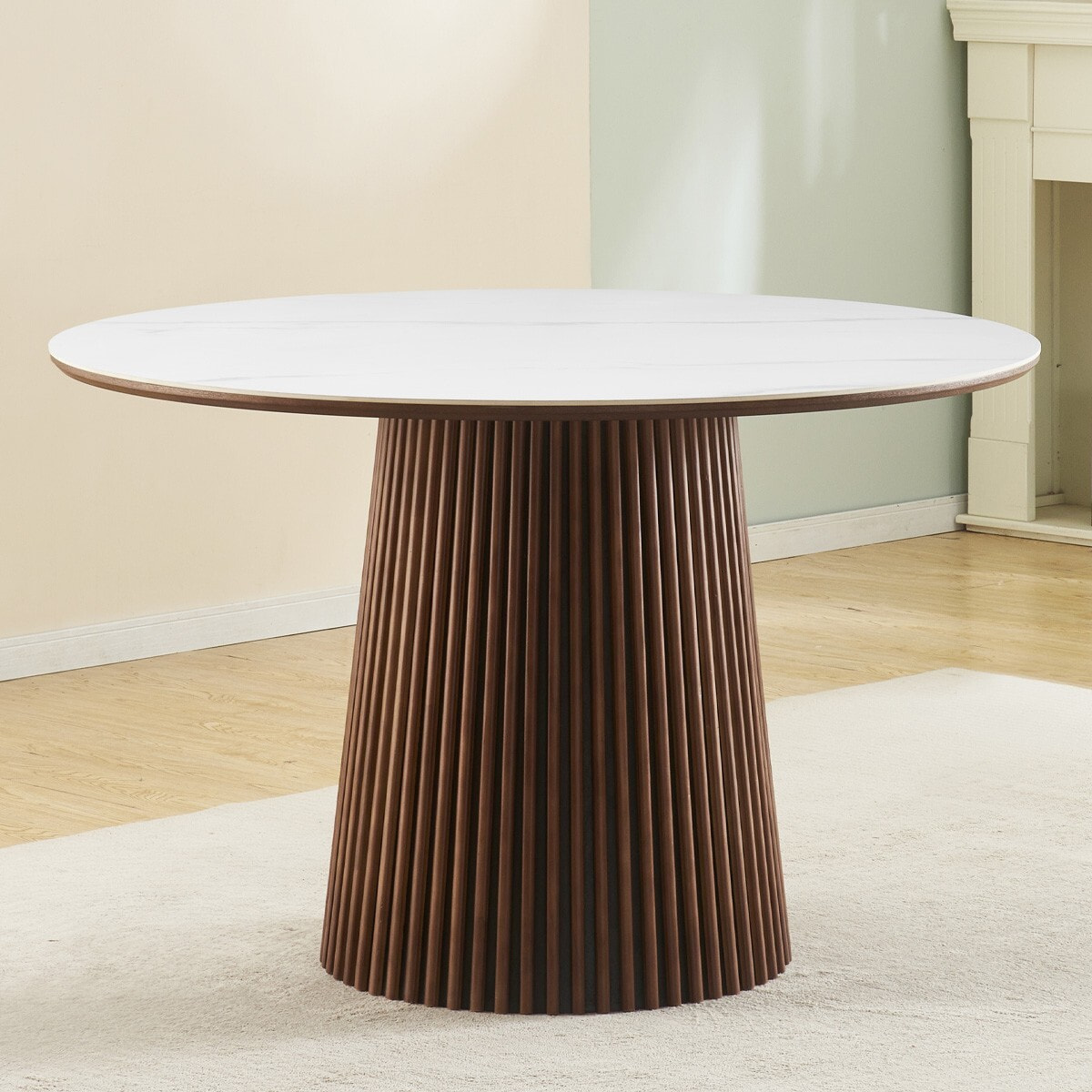 Table à manger ronde en céramique bicolore 6 places - ADA