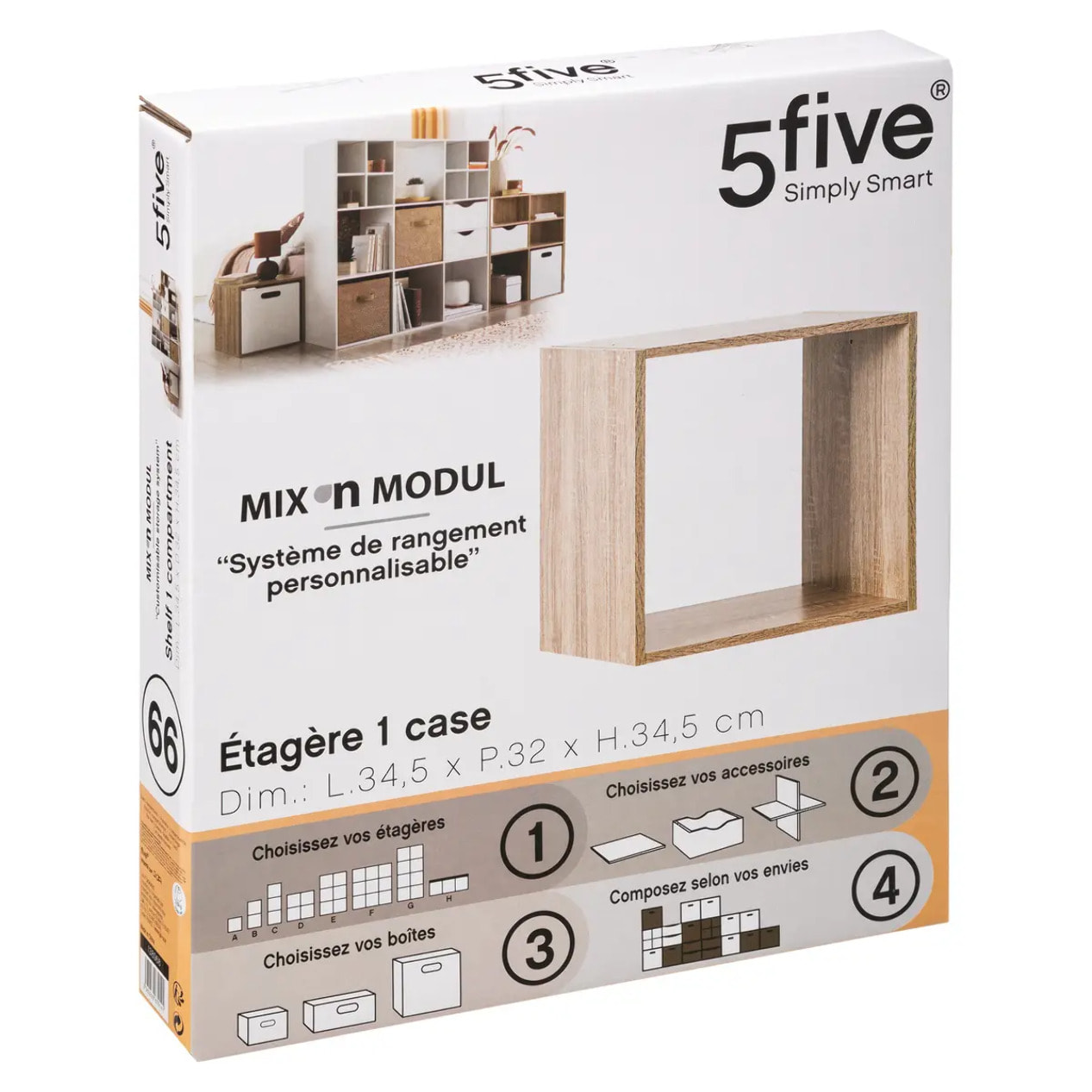 Étagère 1 case "Mix N' Modul" effet bois naturel