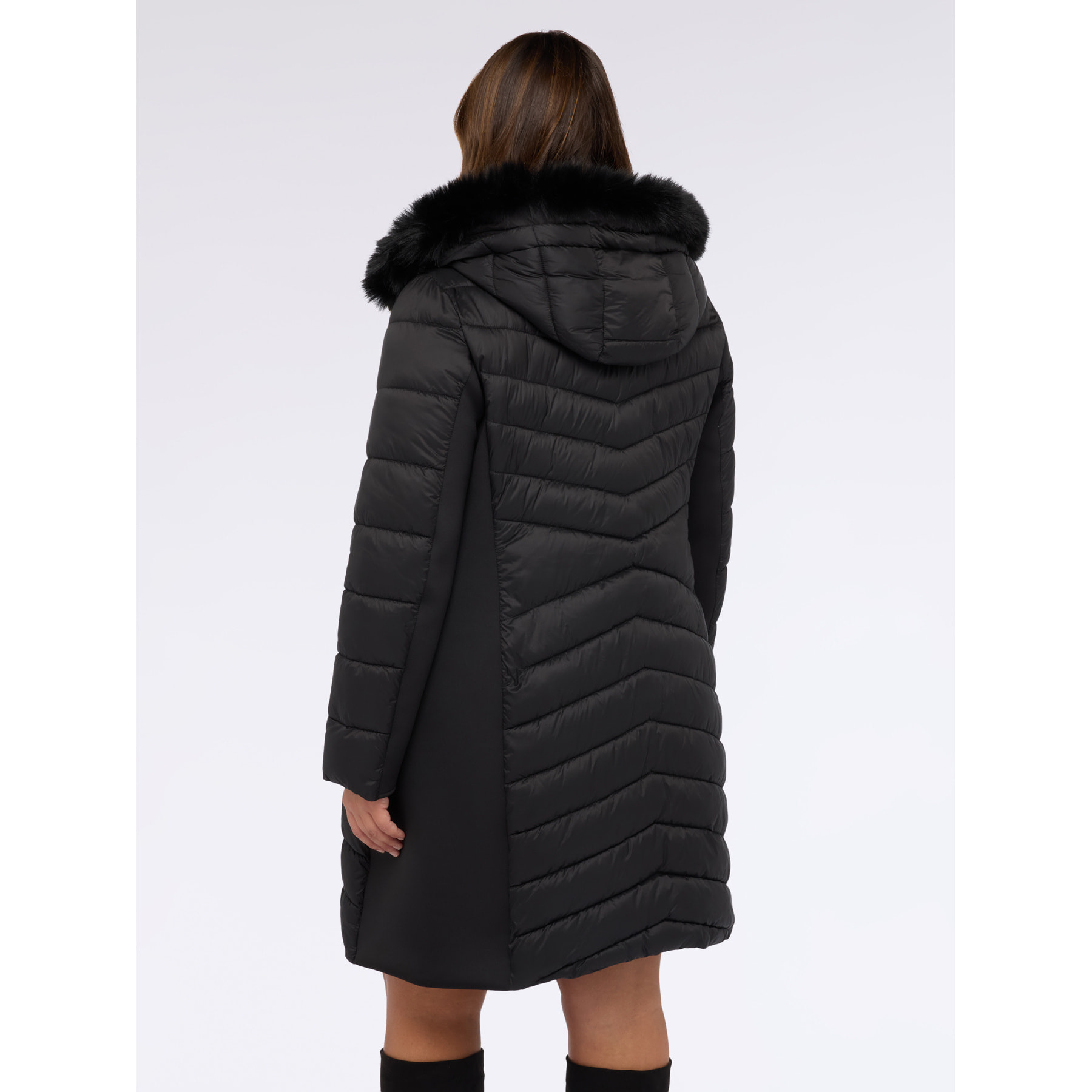 Fiorella Rubino - Plumífero largo con capucha y acolchado - Negro