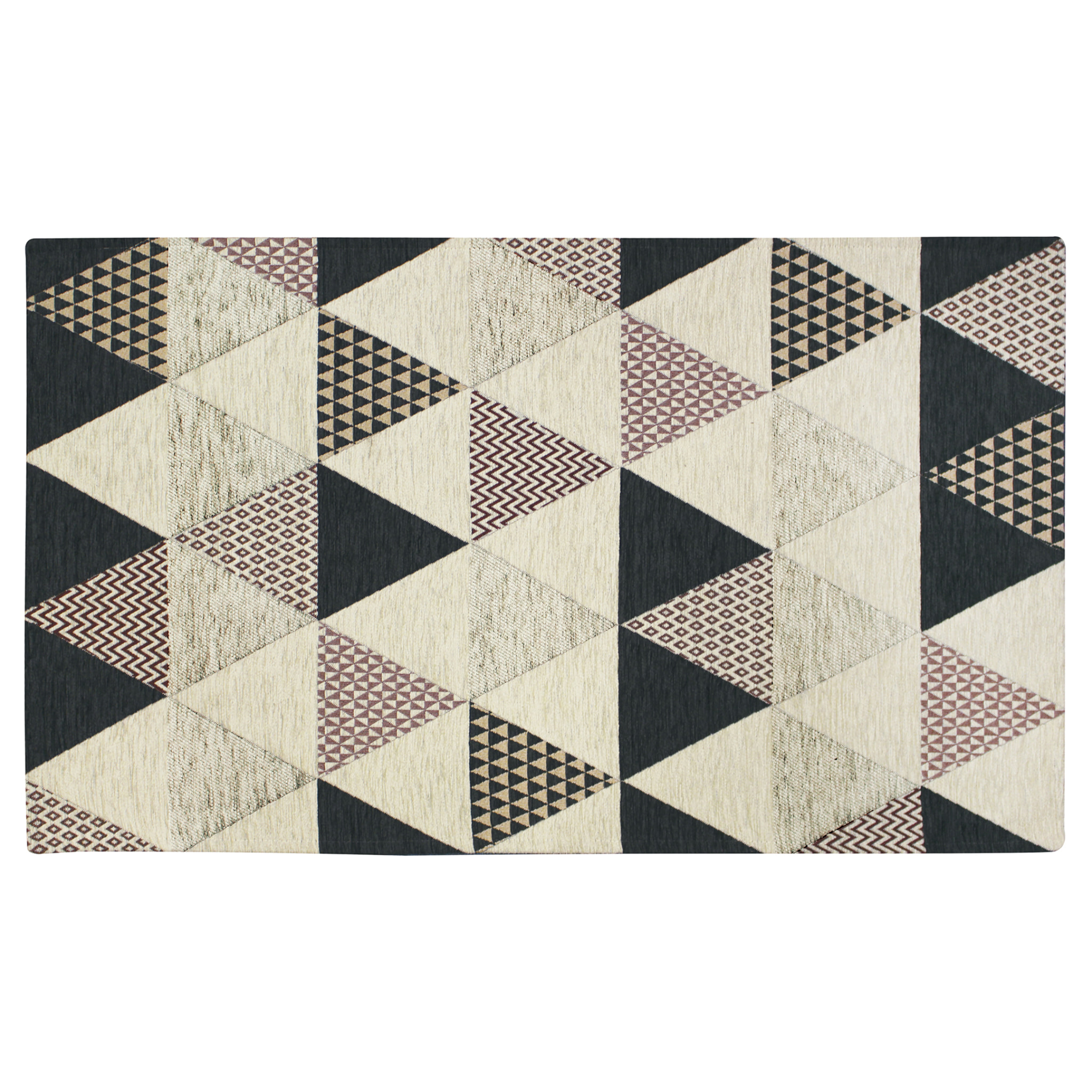 TAPPETO ARREDO DIS. TRIANGOLI ANTRACITE 115X175 CM CON ANTISCIVOLO