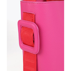 Shopper con manico in nylon a contrasto