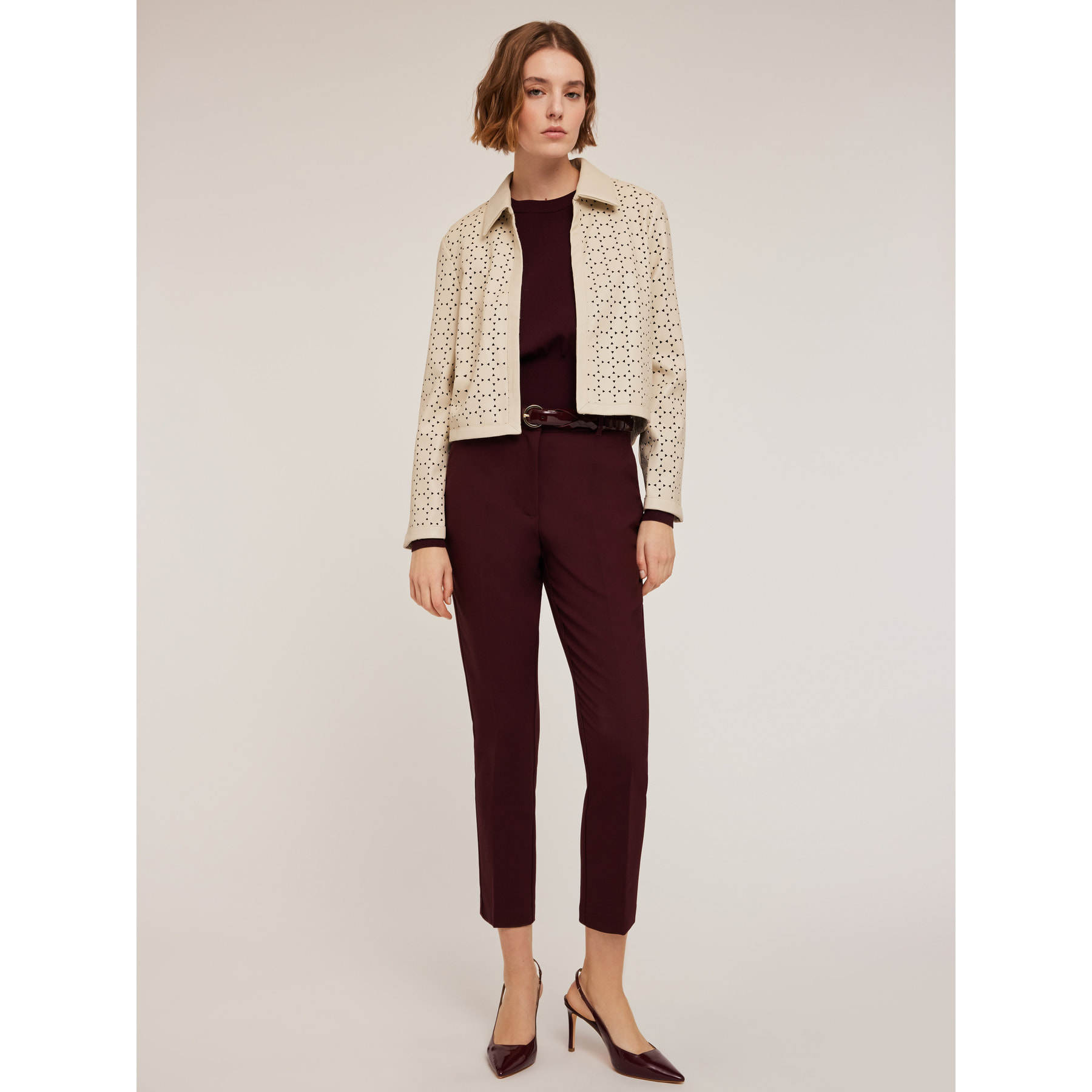 Motivi - Pantaloni regular in tessuto tecnico - Bordeaux